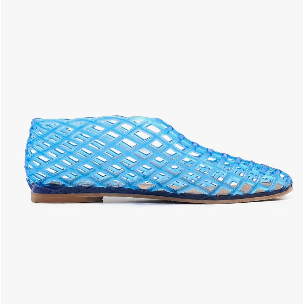 Blue Jelly Mesh Ballet Flats for Women Clear Hollow Jellies Flat Sandals - Picture 8 of 8